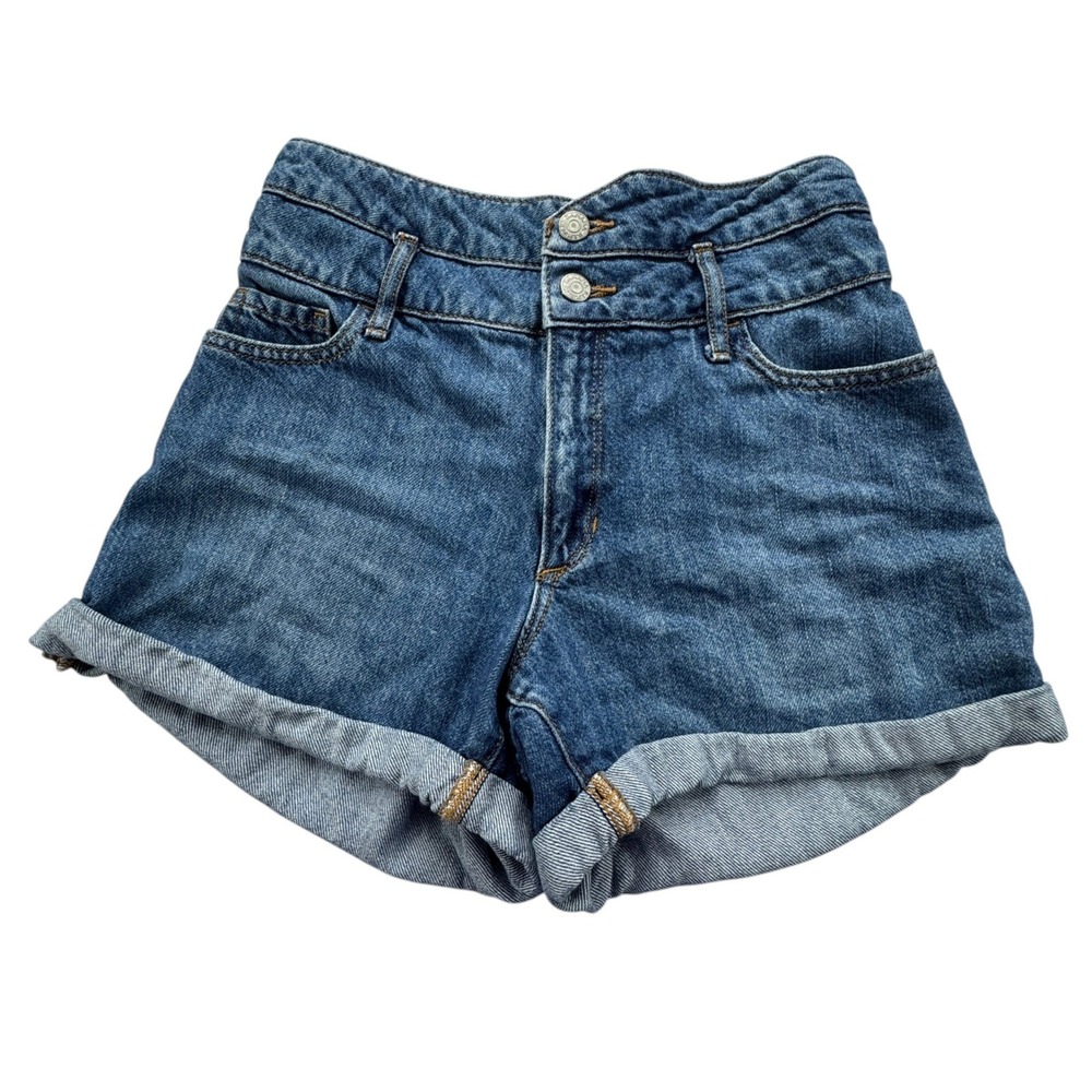 Banana Republic Paperbag High Rise Denim Shorts Womens 26 2 Medium Wash Cuffed